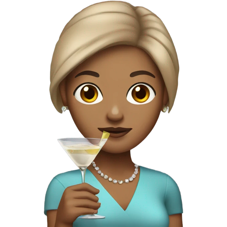 Light skin with brown hair woman holding a martini emoji