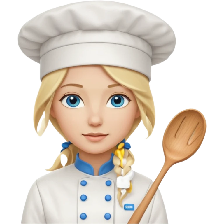 Long Blonde hair blue eyed female chef emoji