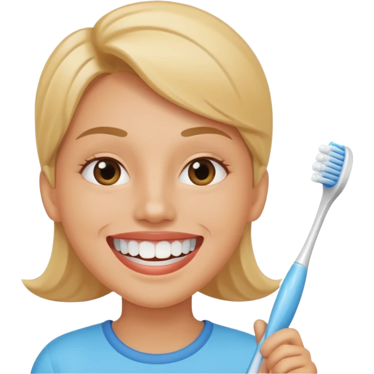 toothbrush next to a bright smile emoji
