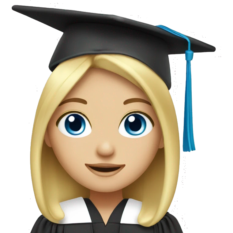 blond girl blue eyed graduation emoji