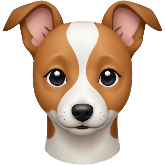 a fully white jack russell the size of a kelpie with a half white face emoji