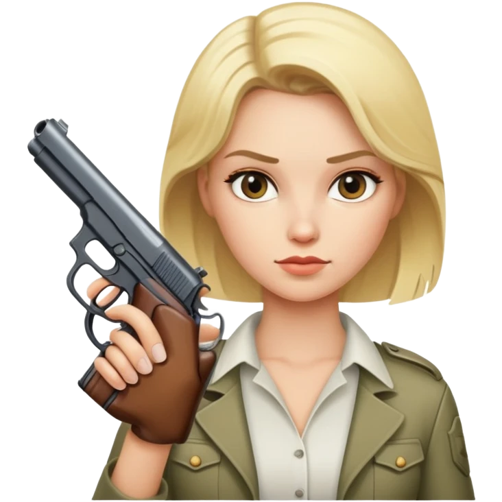 blonde woman with gun emoji