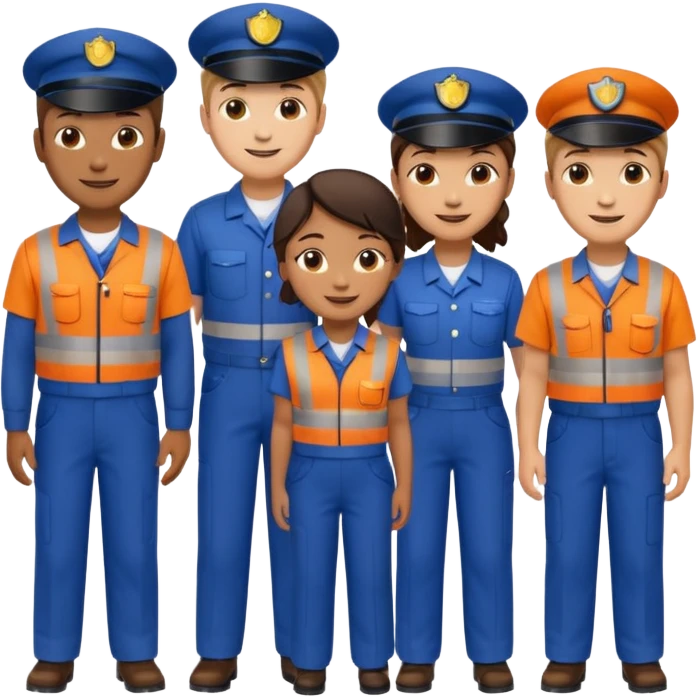 group of multiracial railway standing emoji