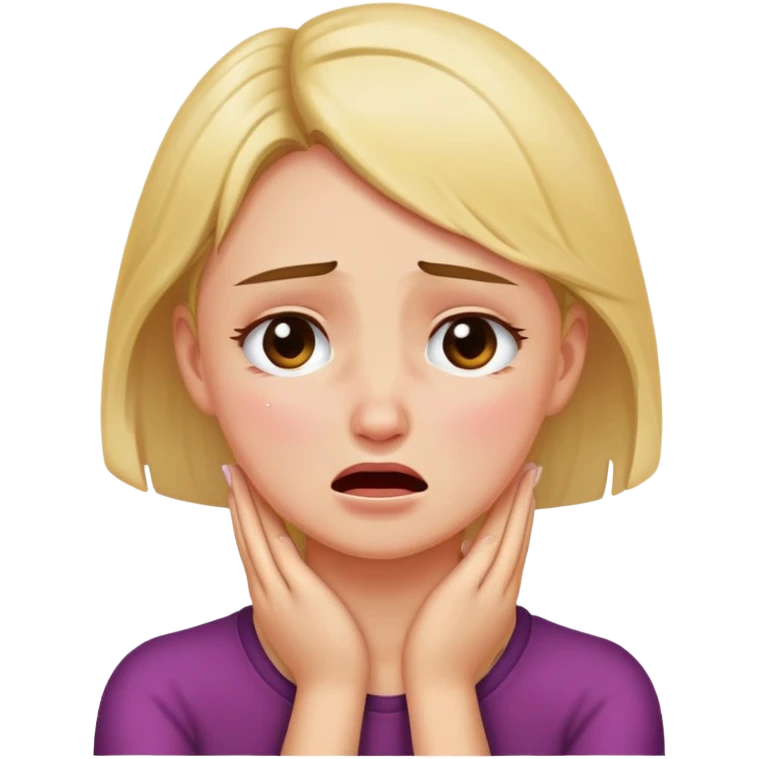 Girl putting hands on neck crying emoji