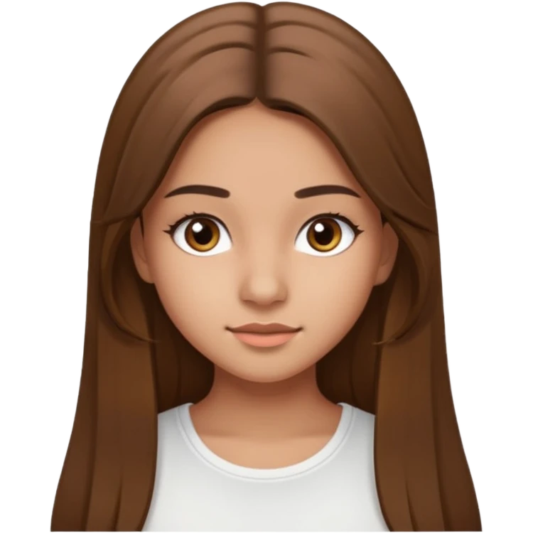 make a teenage 17 year old woman emoji with straight long brown hair and brown eyes with pretty eyelashes wearing a white top latina baddie emoji