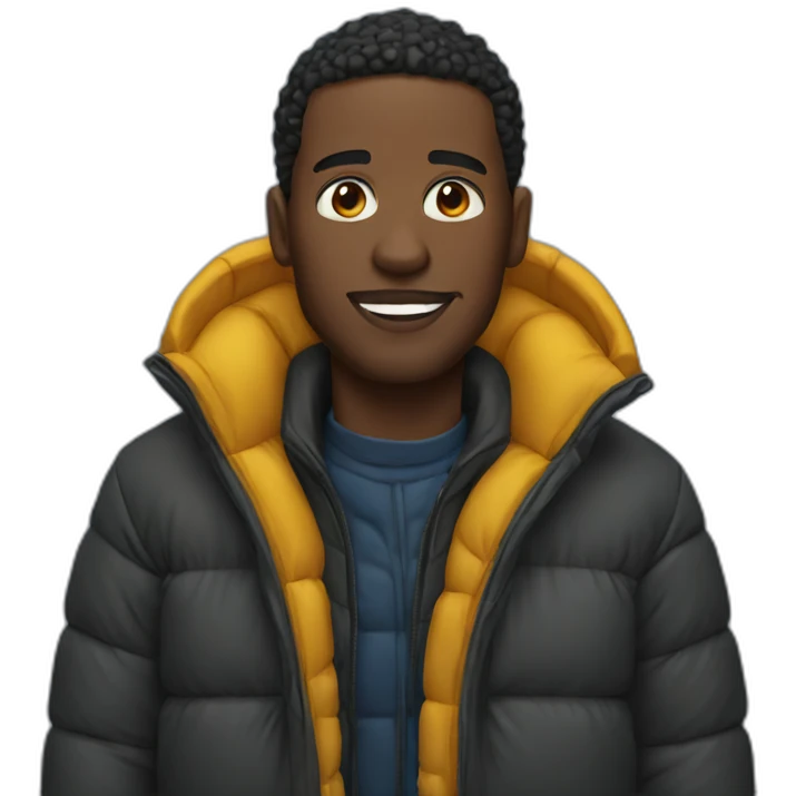 Black man wearing a puffer jacket  emoji