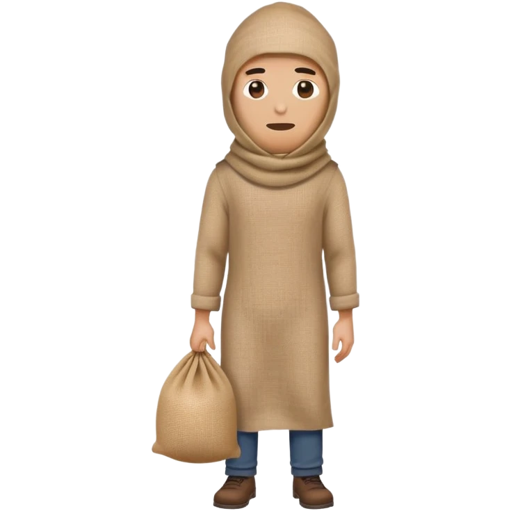 man with burlap sack over head full body standing emoji