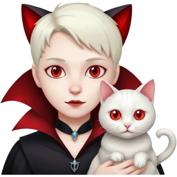 vampire with white cat on shoulder emoji
