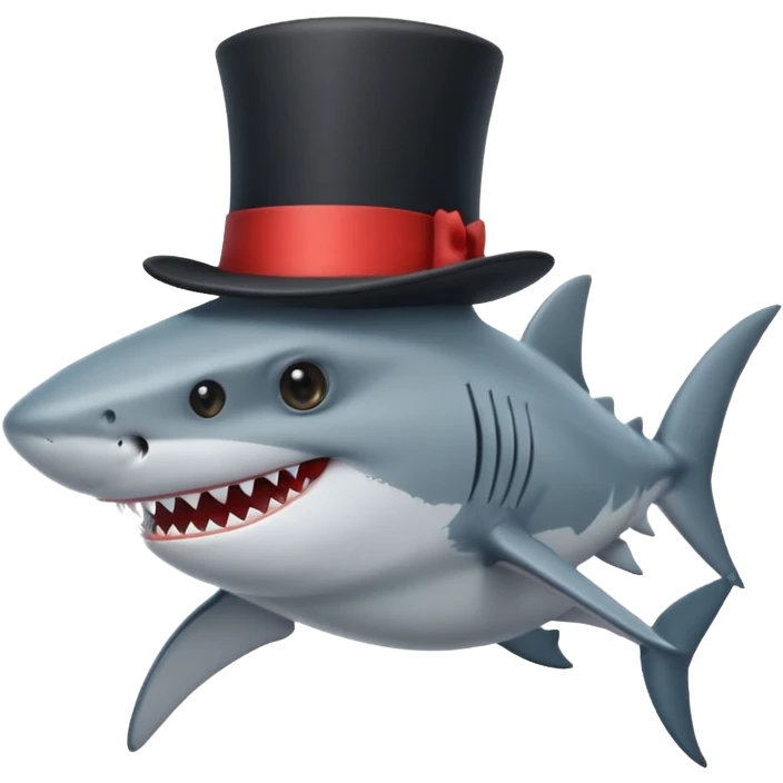 Shark with a top hat emoji