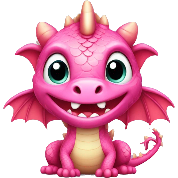 cute pink dragon with big head emoji