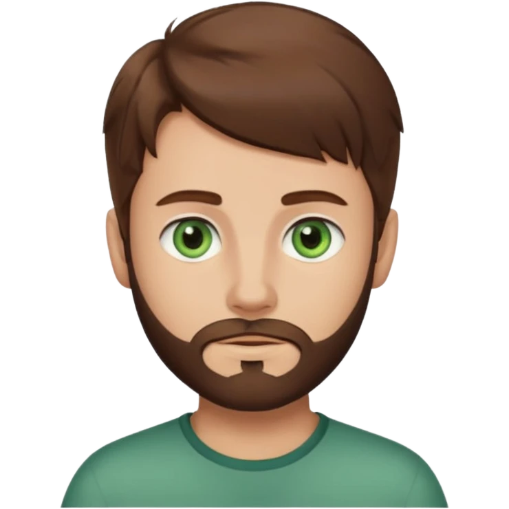 a boy with brown hair, with bluey green eyes, a little bit of beard emoji