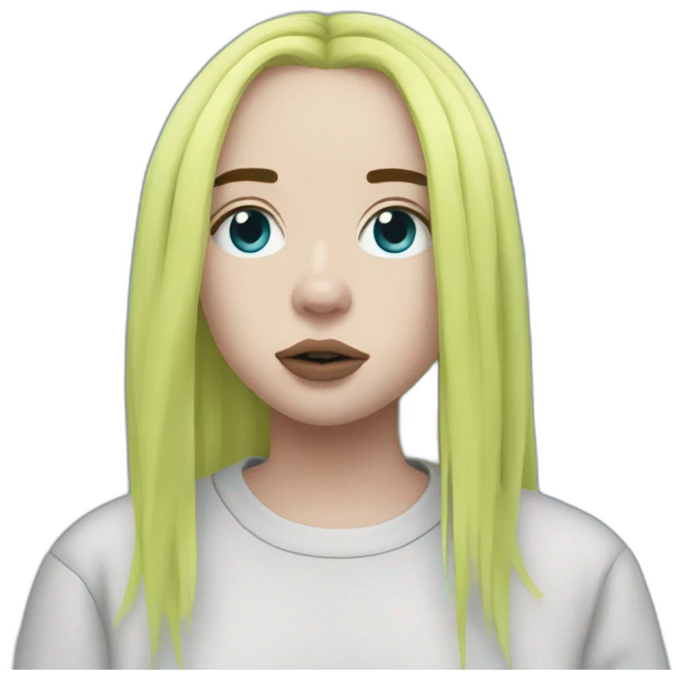 Billie eilish 2017 cheveux bleu emoji