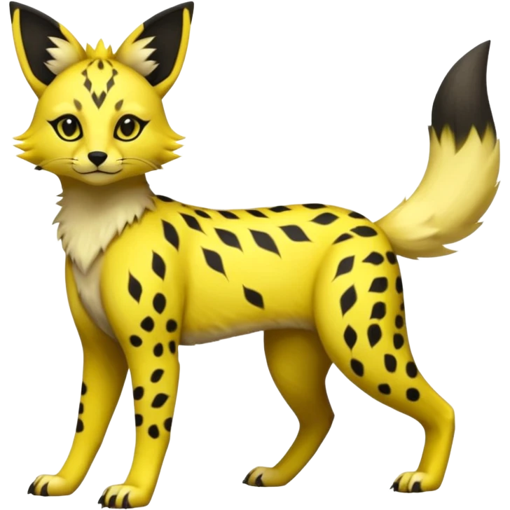 Neon yellow Jolteon-Umbreon-Genet-Civet-Bastet-Cheetah-Hybrid (Full body) with black markings emoji