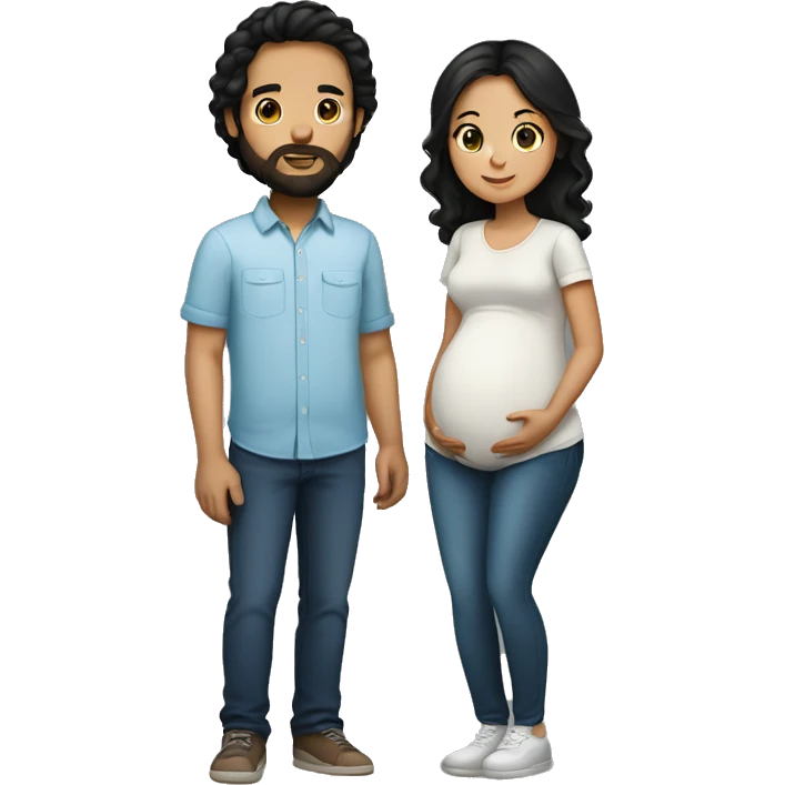 Couple pregnant Girl with Black hair Boy with Brown hair and Beard emoji