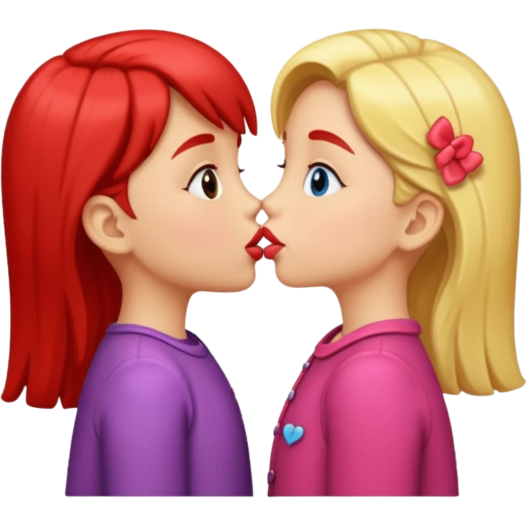 two 5 year old gals kissing on the lips emoji