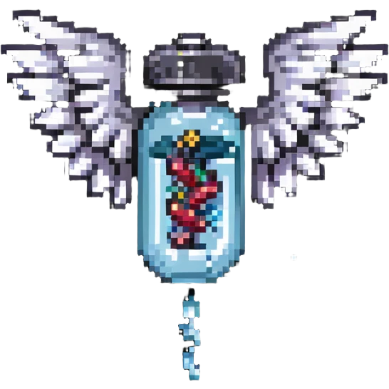 Medicine capsule with small wings flying emoji