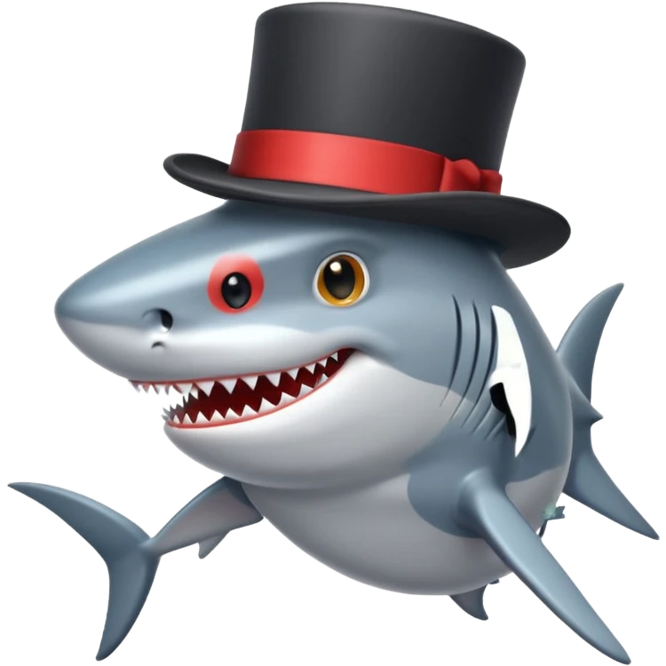 Shark with a top hat emoji