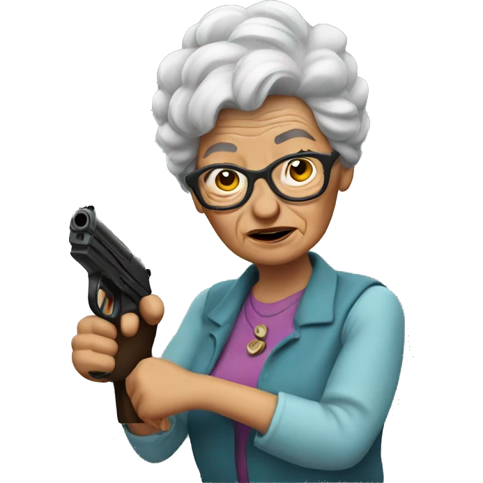 Granny with a gun emoji