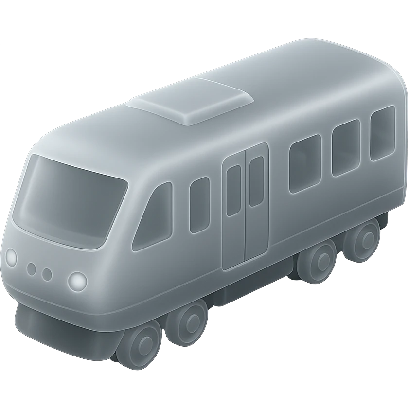 modern white train, matte glass style emoji
