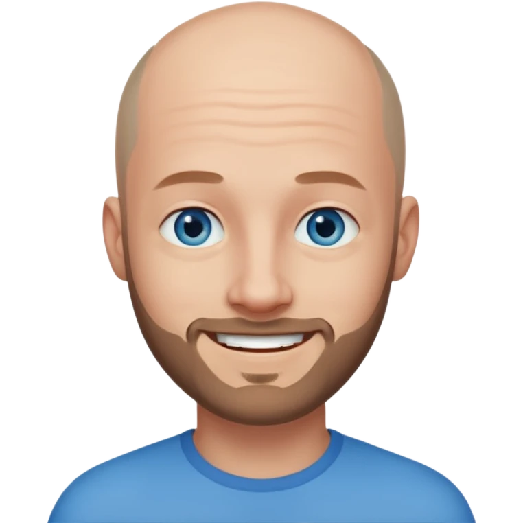 homme yeux bleus presque chauve et une barbe courte moins de chevaux et sourir emoji