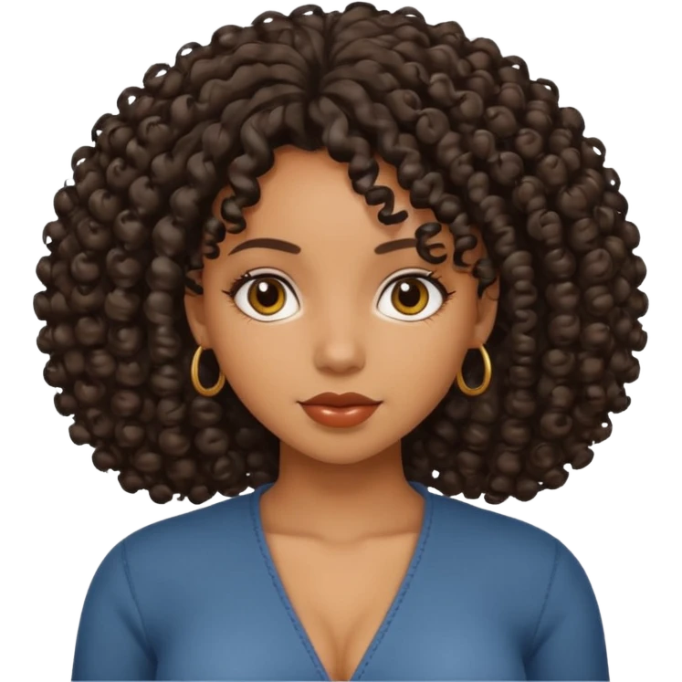 Black girl with curly hair with big bobs emoji