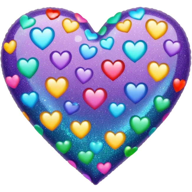 glitter heart with polka dot multi-color pattern emoji