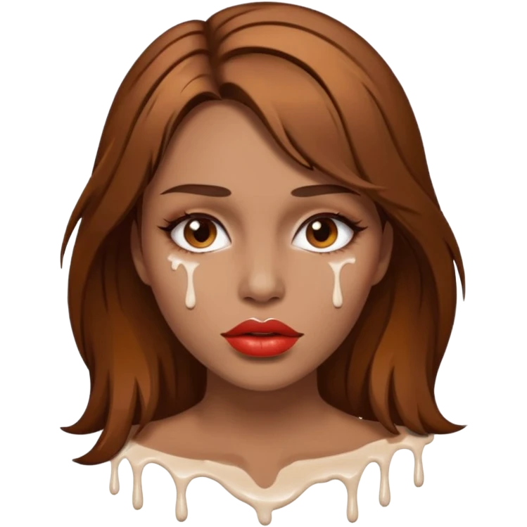 Brown Hair, Woman, white paint drip, face, hot, Sexy, lips emoji
