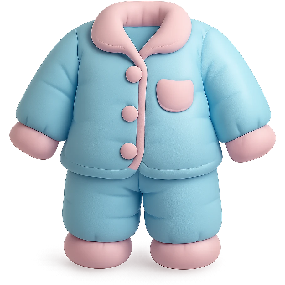 cute cushion style illustration of pajamas, soft and plush, pastel colors emoji