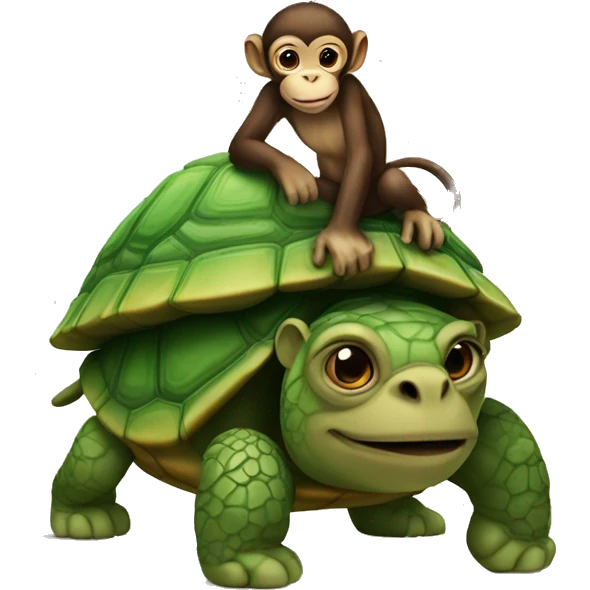 A monkey on top of a turtle emoji
