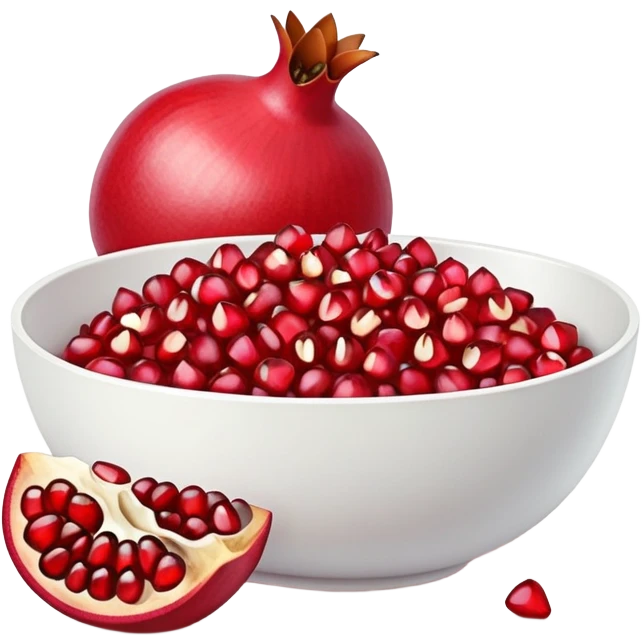 open pomegranate with a bowl of pomegranate seeds emoji