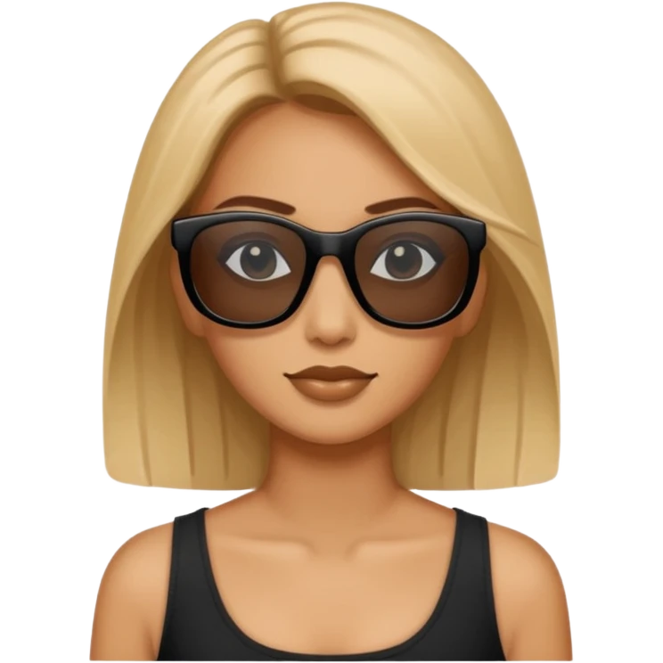 a woman wearing small black rectangular sunglasses emoji
