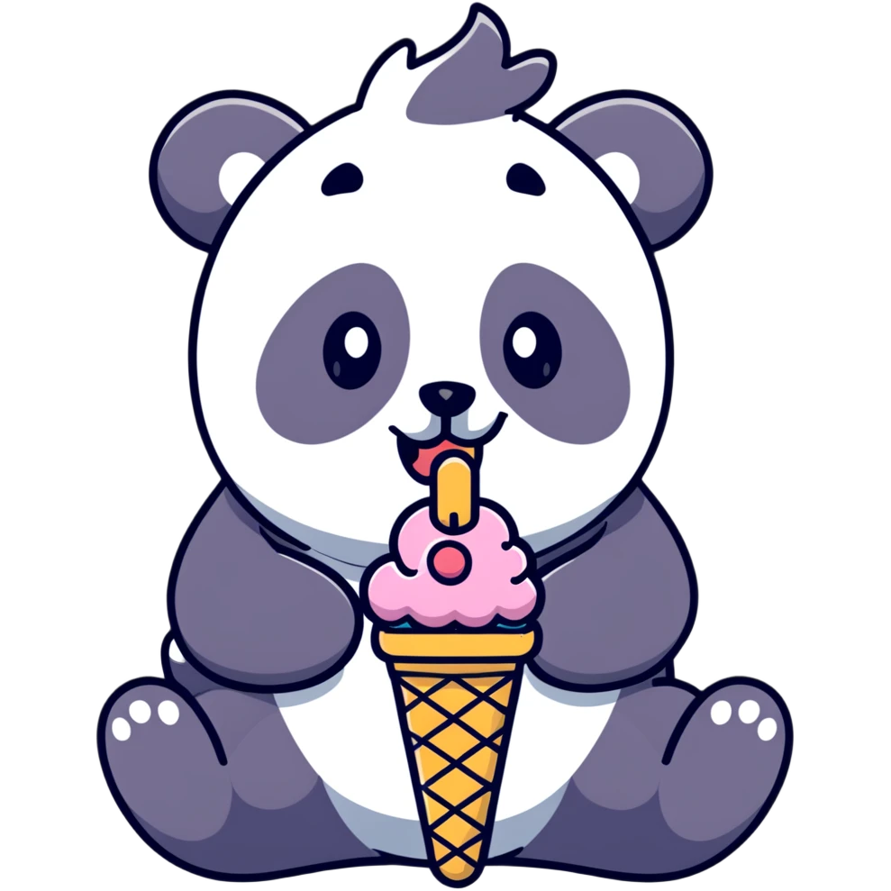 Panda eating ice cream emoji