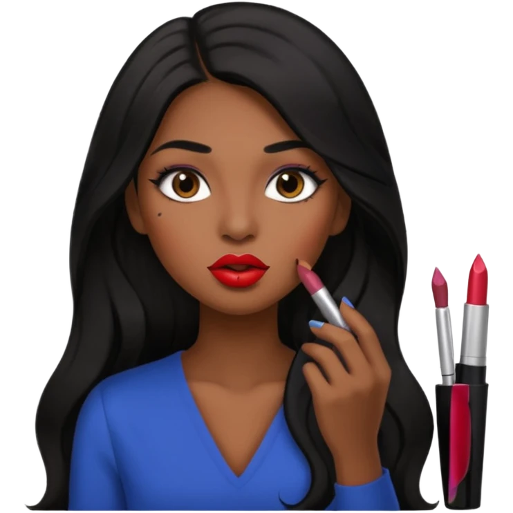 Una niña morena maquillandose con pelo largo emoji