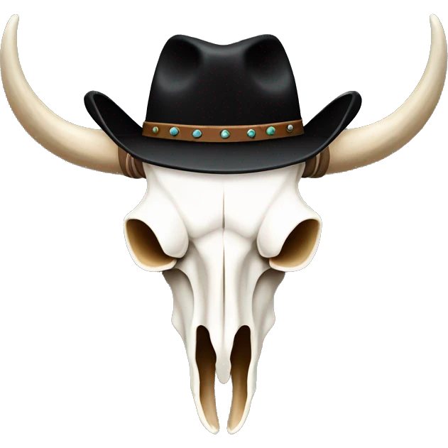 Longhorn cow skull black cowboy hat with horns  emoji