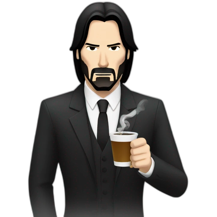 John wick with acoffee and smoke cigarette emoji