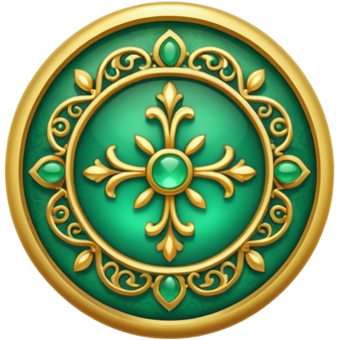 Jade and gold filigree style rounded icon button emoji