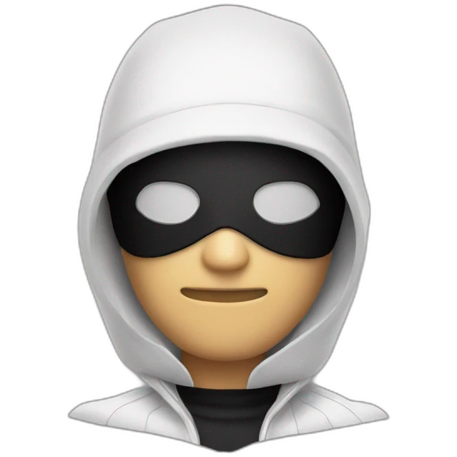 Robber in black mask, black and white suit emoji