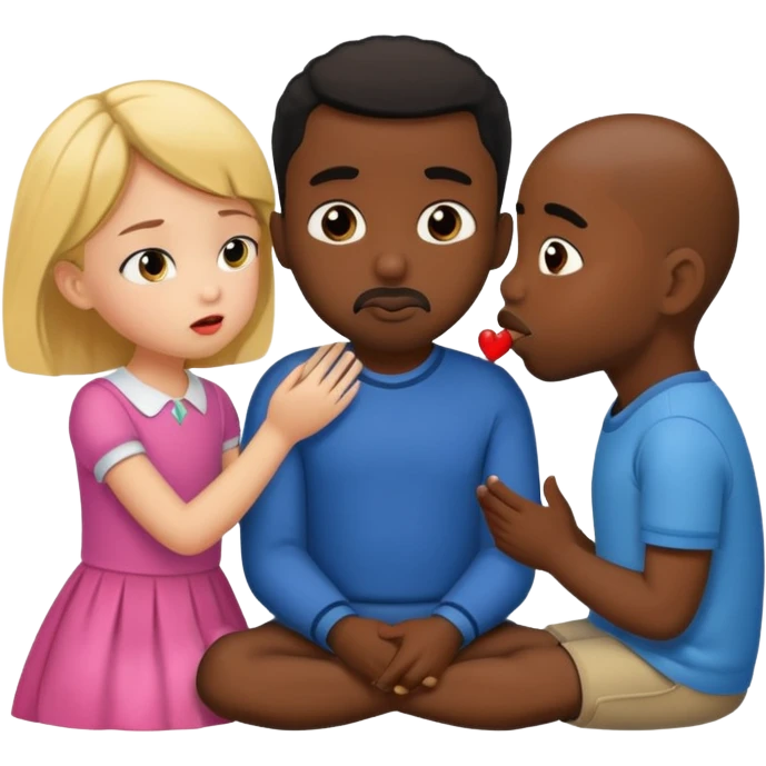 A 7-year-old girl gets bored while two black men are kissing. emoji