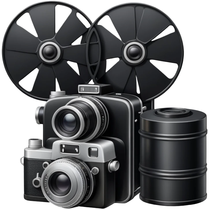 Vintage film camera with a traditional roll of 35mm film next to it emoji