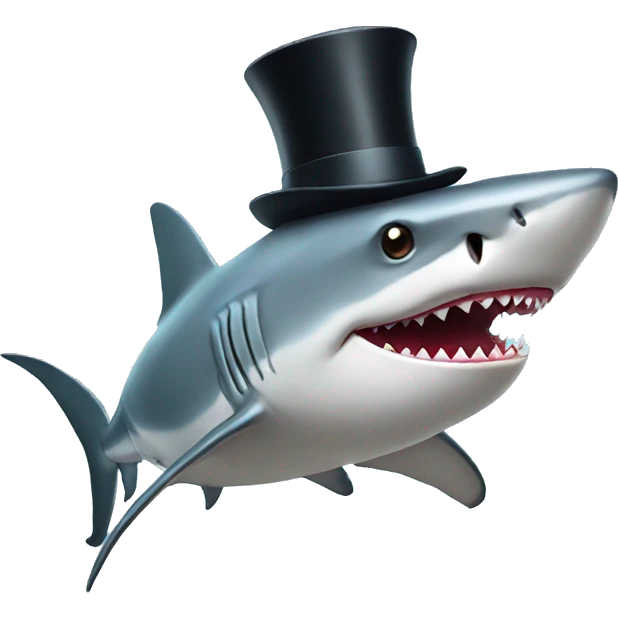 Shark with a top hat emoji
