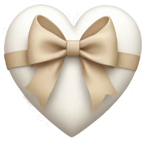white heart with beige bow emoji