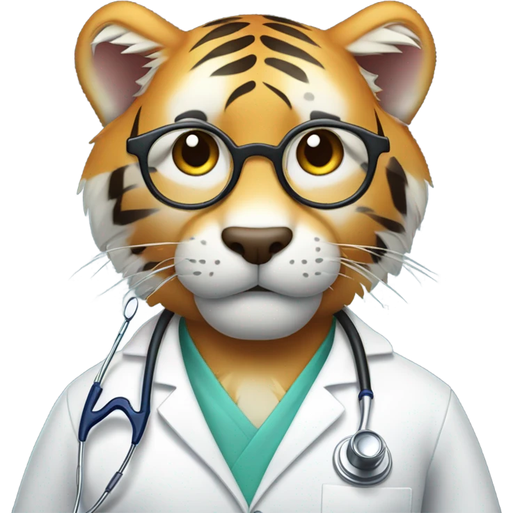 Tiger dressed as a doctor emoji