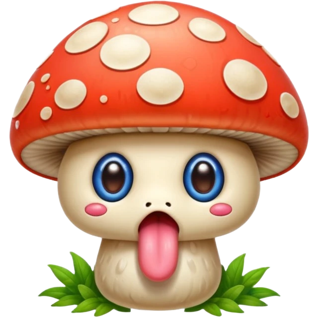 Mushroom with eyes sticking its tongue out  emoji