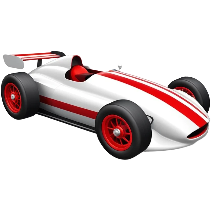 Racing car with oversized wheels and bold red stripes emoji
