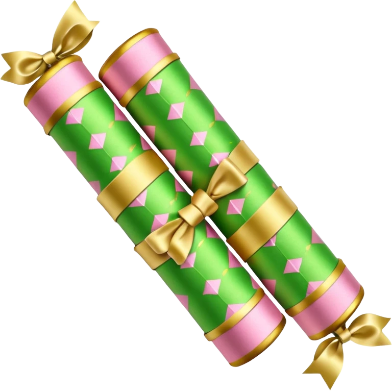 light green and light pink christmas crackers emoji