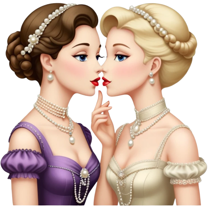 lesbian kiss between upper-class Victorian women emoji
