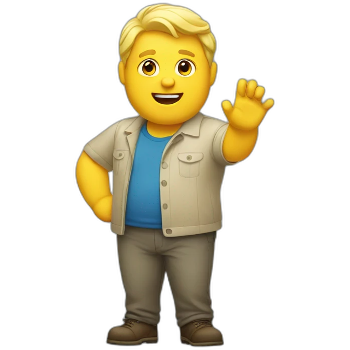 Fat blond man waving emoji