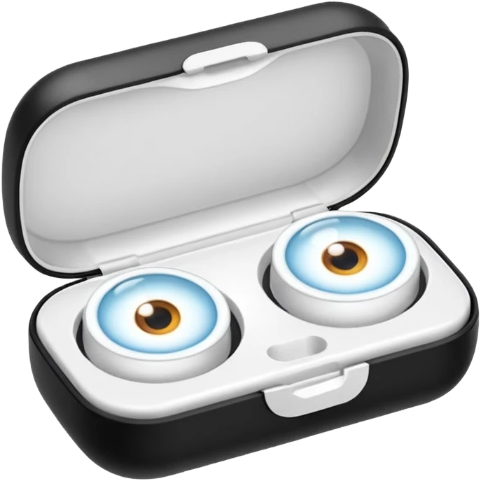 2 contact lenses white travel mini case emoji