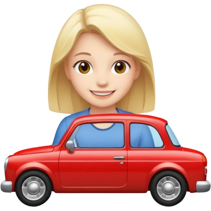 smiling girl by a car emoji