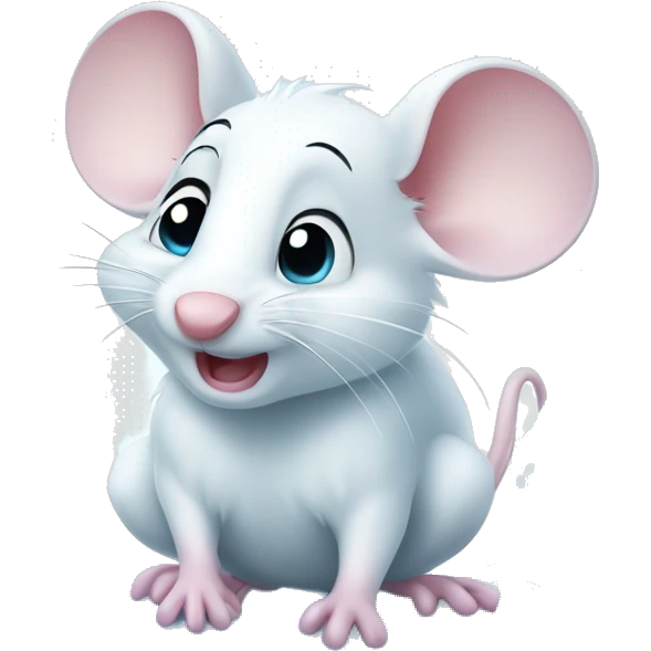 Cute cartoony white mouse frozen in ice from cold emoji